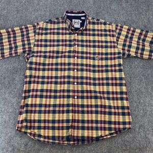 Cinch Plaid Short Sleeve Button Down Western Shirt Yellow Size L
